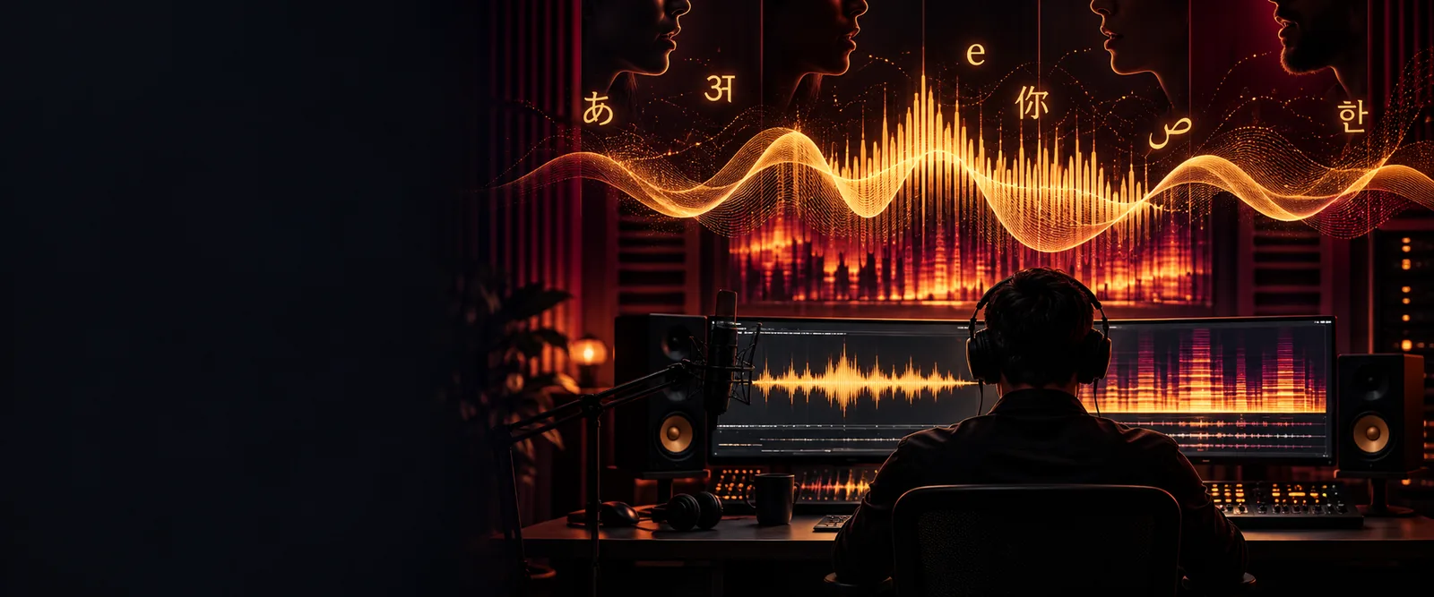 Abstract visual representing a voice model turning text into speech